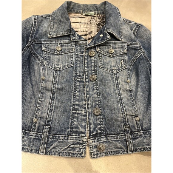 GUESS Marciano Y2K Denim Jacket Small Cotton Animal Print Lining 2000s - Picture 14 of 16